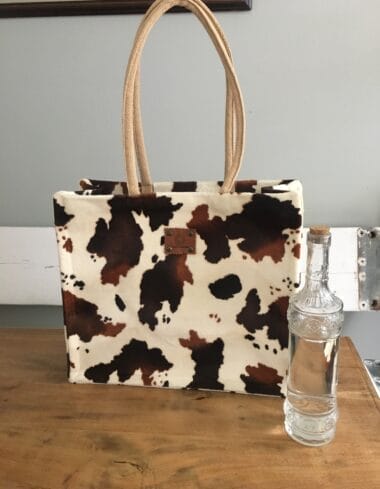 Shopper bekleed met bontachtige bruin bonte koeienprint