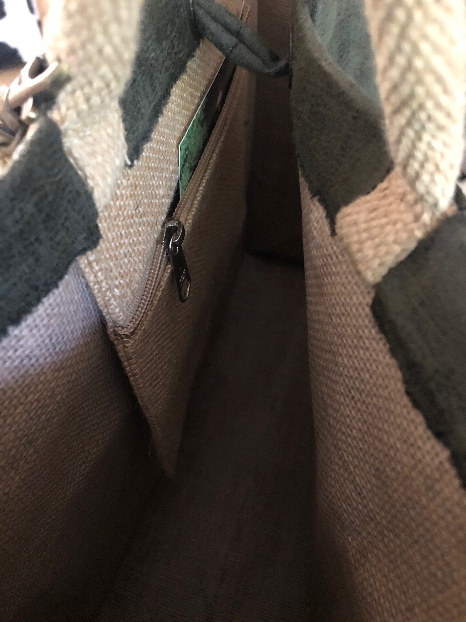 Jute shopper bekleed met mosgroene scuba leatherlook - Afbeelding 4