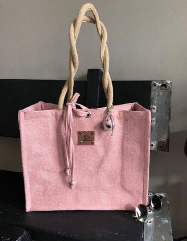 Duurzame shopper bekleed met poederroze leatherlook