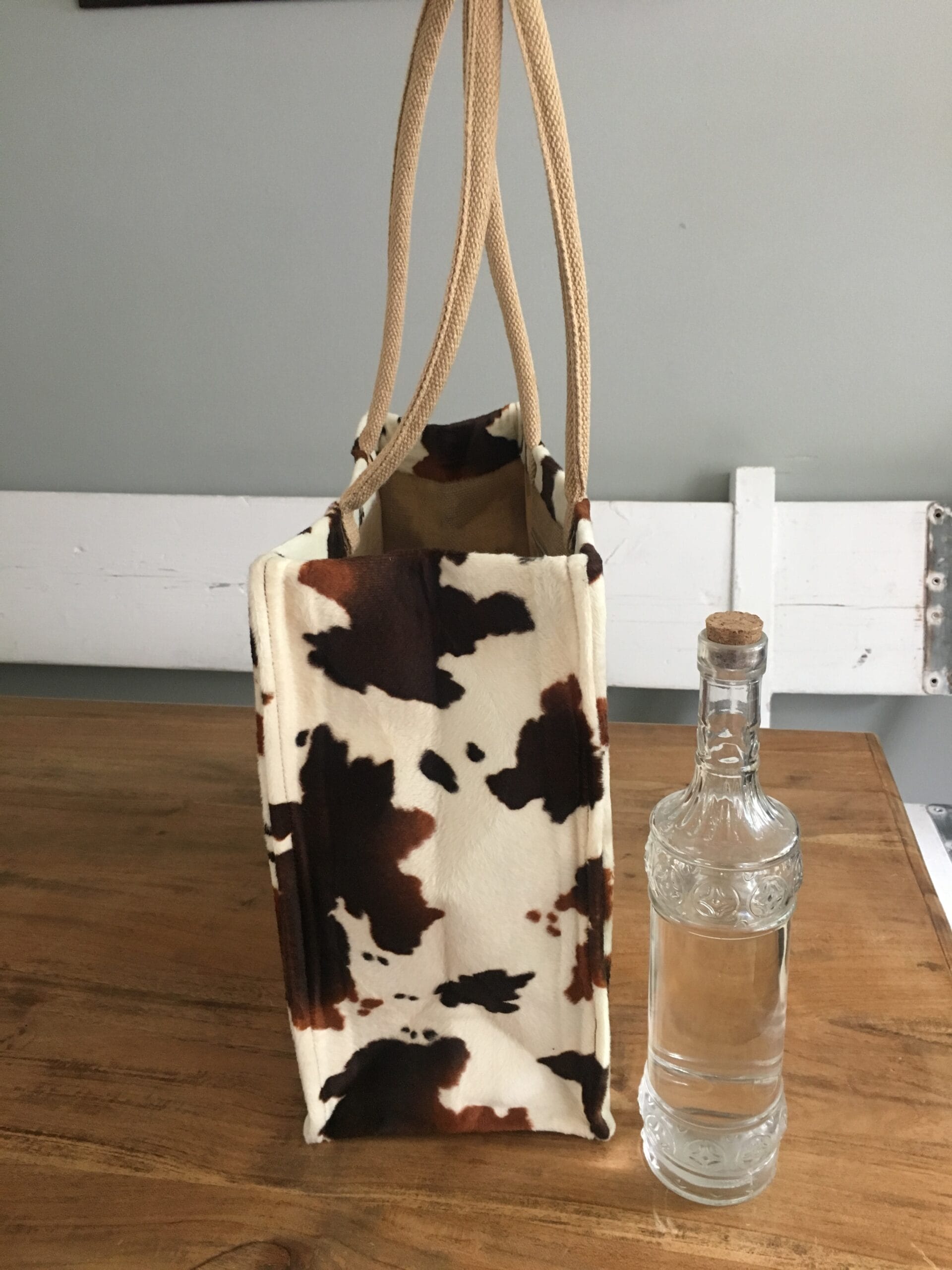 Shopper bekleed met bontachtige bruin bonte koeienprint
