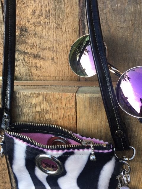 Cross-over festivaltasje van bontachtige zwart witte zebraprint - Afbeelding 2