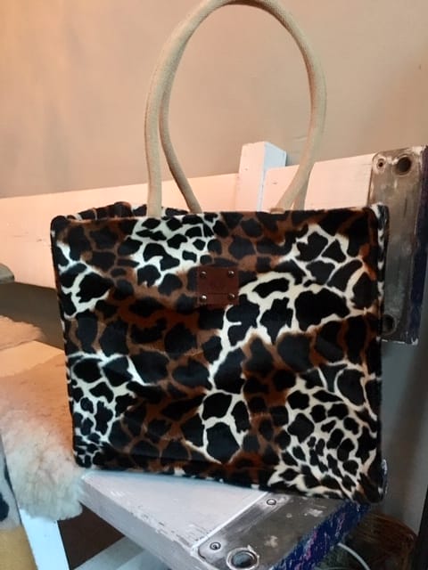 Duurzame jute shopper bekleed met bontachtige dierenprint - Afbeelding 3