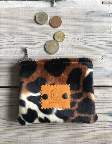 Portemonneetje met ritsje van bontachtige dierenprint