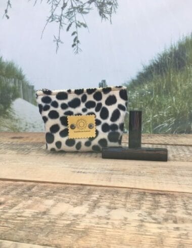 Make-up tasje met ritsje van bontachtige beige zwarte cheetahprint