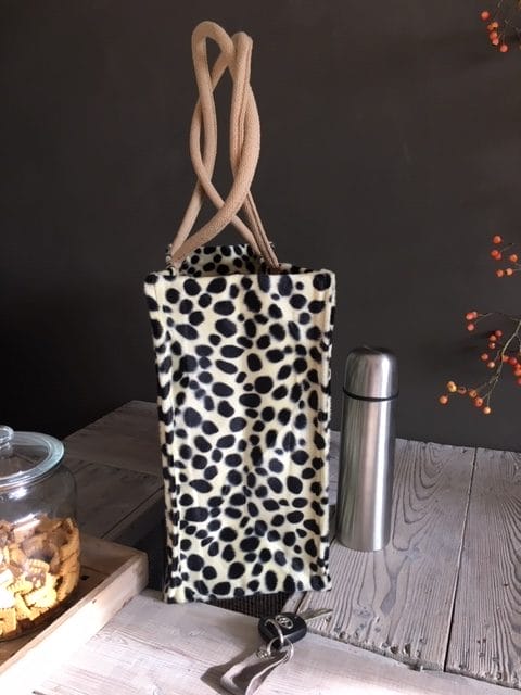 Duurzame jute shopper bekleed met bontachtige cheetahprint - Afbeelding 2