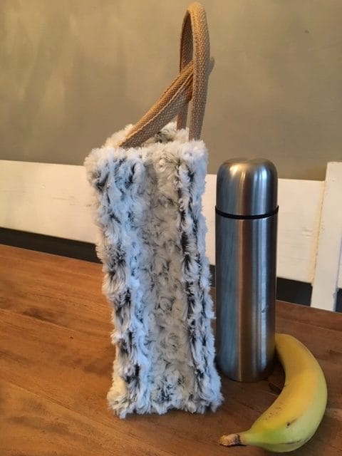 Handtas bekleed zachte grijswitte bontachtige stof - Afbeelding 2