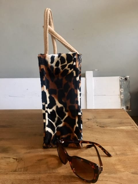 Handtas bekleed met bontachtige bruin zwarte dierenprint - Afbeelding 2