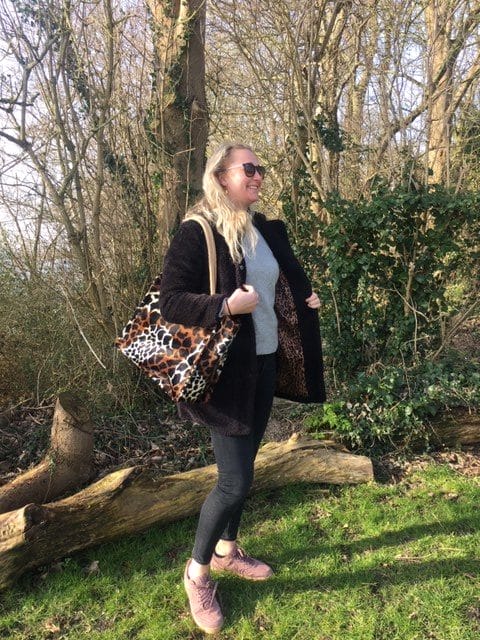 Duurzame jute shopper bekleed met bontachtige dierenprint - Afbeelding 5