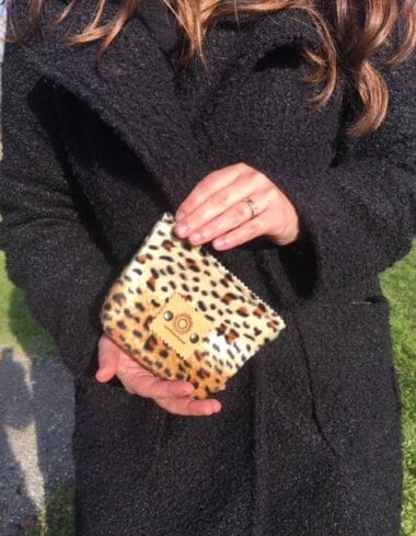 Make-up tasje met ritsje van bontachtige kleine luipaardprint
