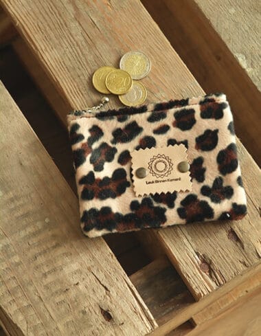 Portemonneetje met rits van donkerbruine panterprint