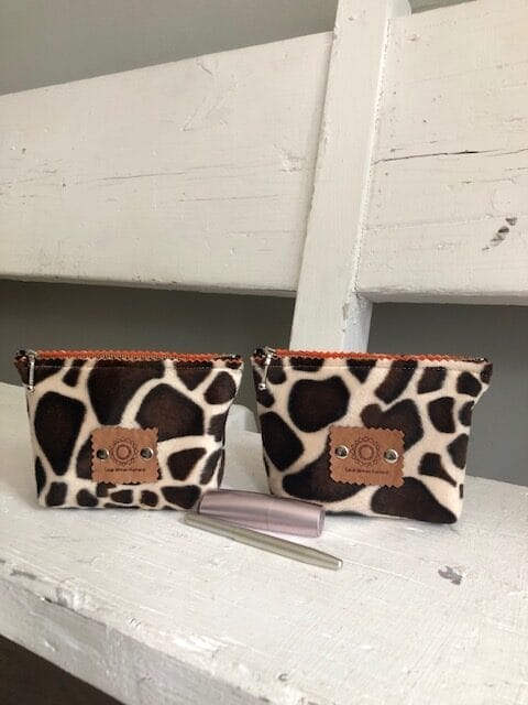 Make-up tasje met ritsje van bontachtige bruinbeige giraffeprint - Afbeelding 3