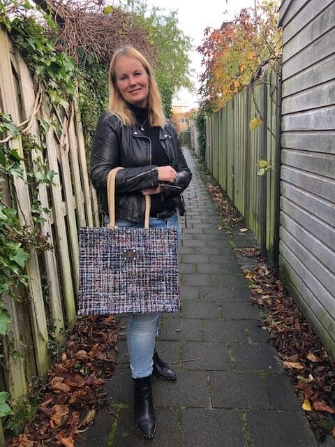 Duurzame jute shopper bekleed met chique zwarte Sjanella - Afbeelding 5