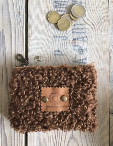 Portemonneetje met rits van bruine zachte teddy(Tedolino)