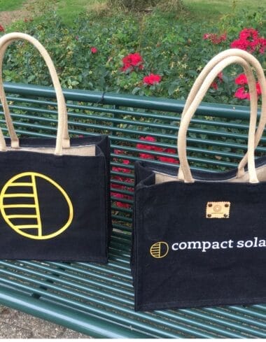 Duurzame shopper bekleed met blue-of black denim bedrukt met je logo