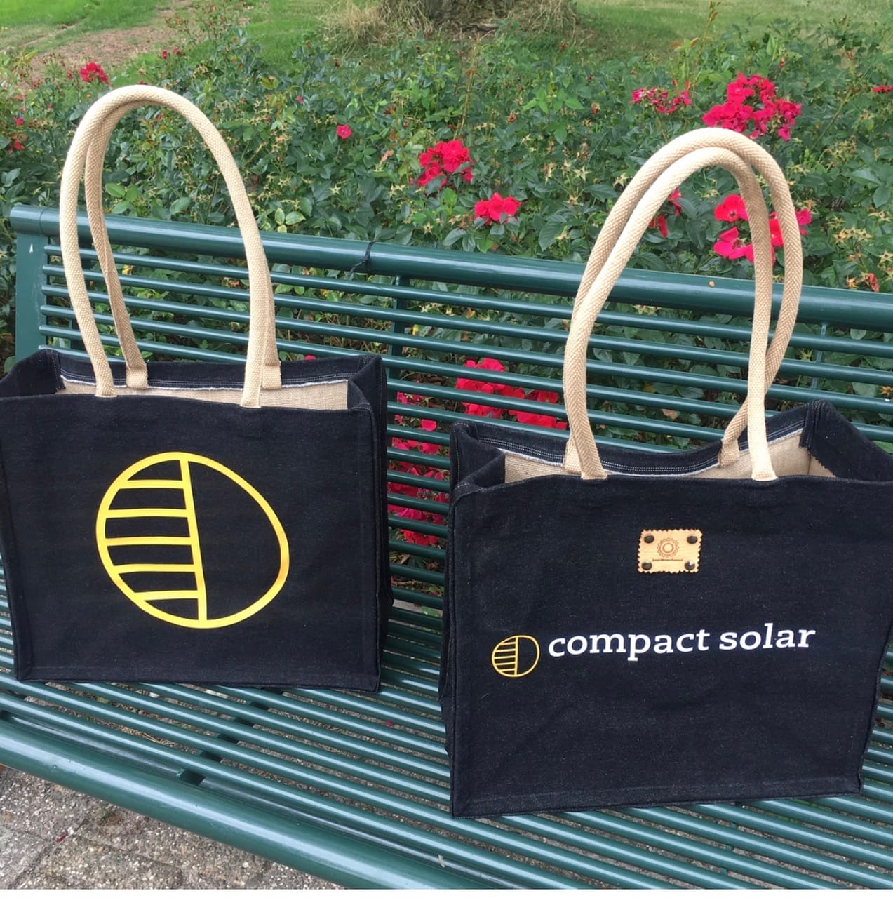 Duurzame shopper bekleed met blue-of black denim bedrukt met je logo