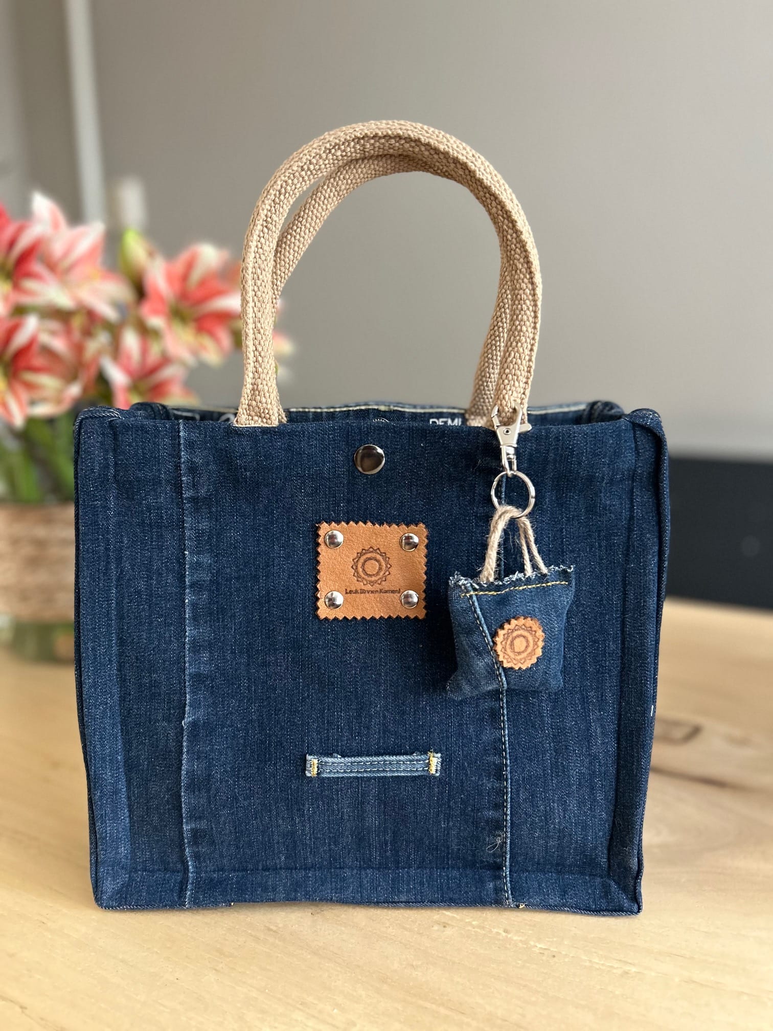 Handtas bekleed met blue denim (Ibizastyle)