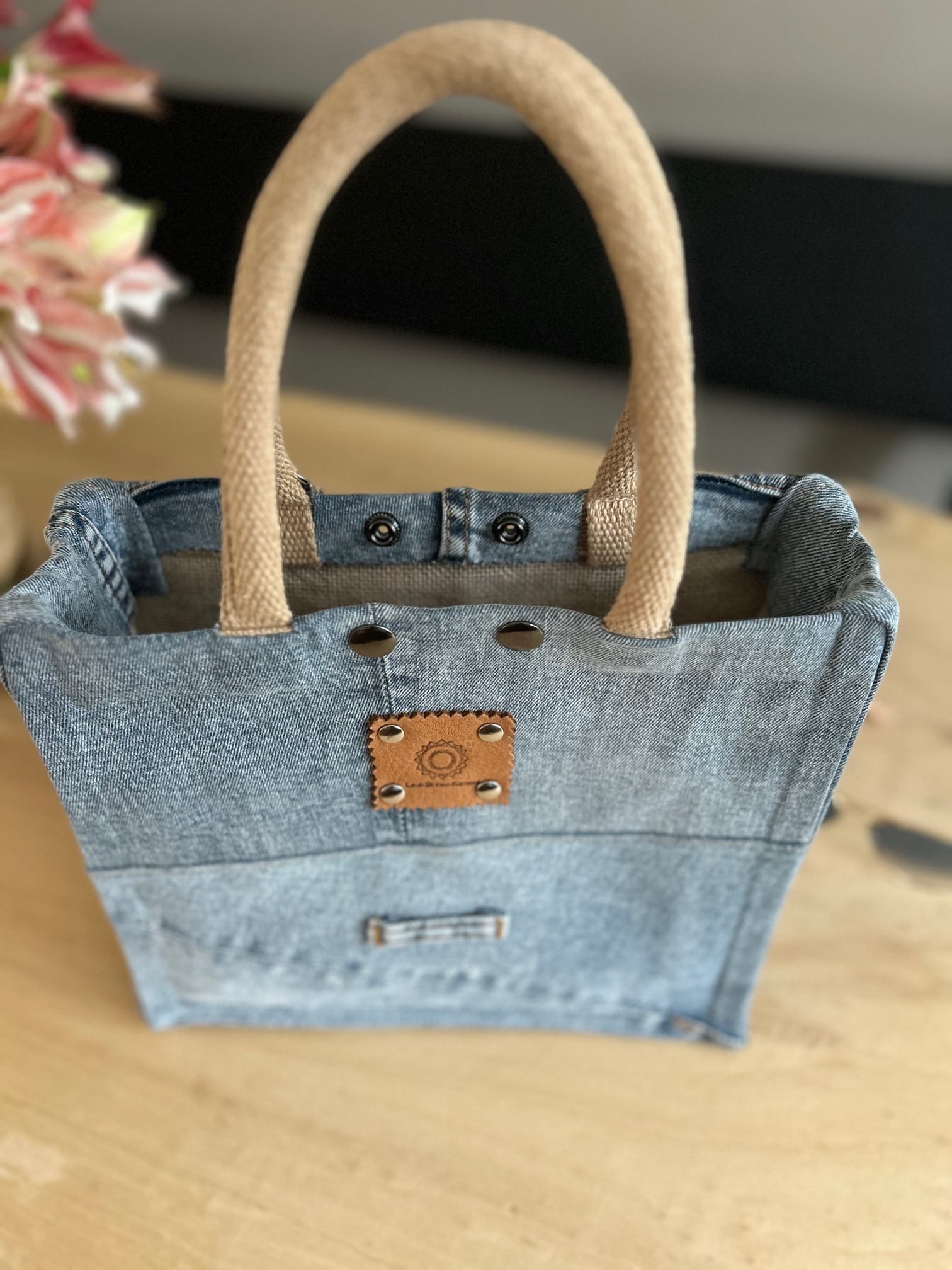 Handtas bekleed met blue denim (Ibizastyle)
