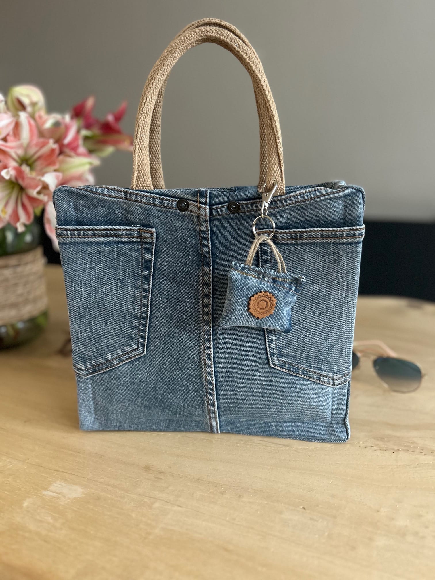 Handtas bekleed met blue denim (Ibizastyle)