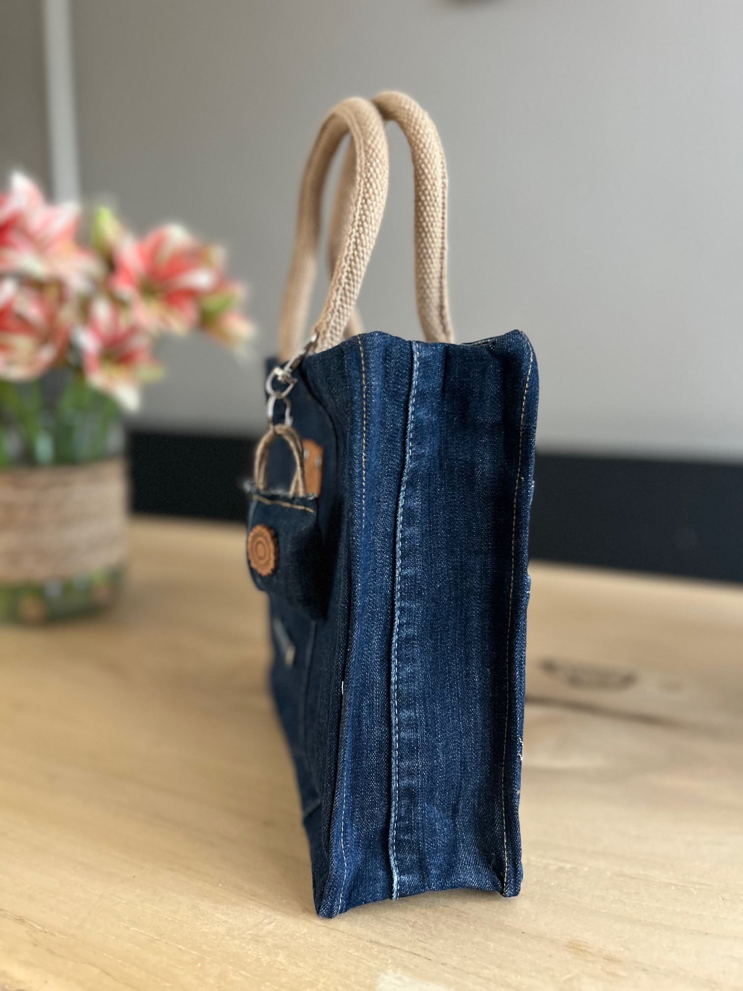 Handtas bekleed met blue denim (Ibizastyle)
