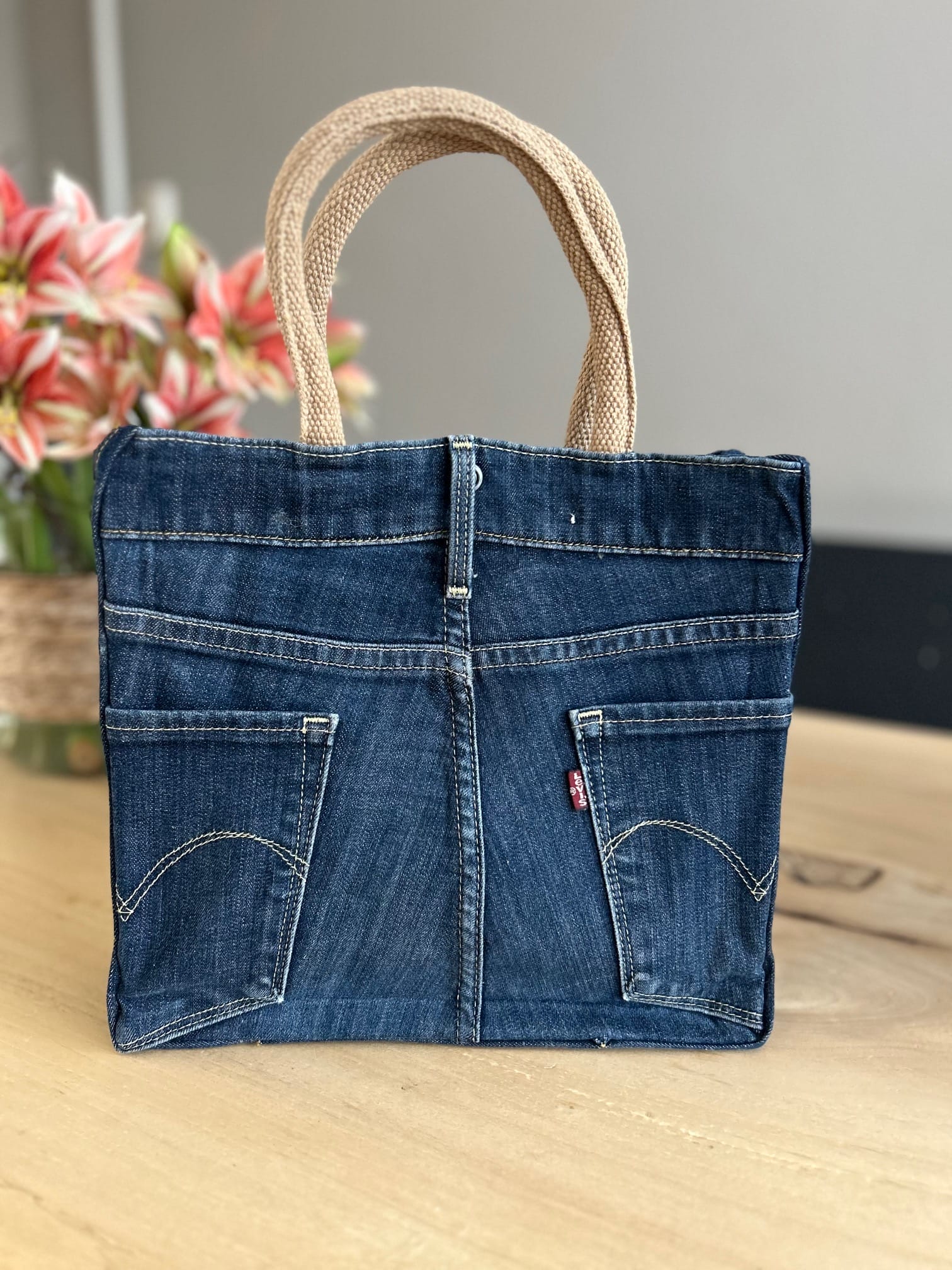 Handtas bekleed met blue denim (Ibizastyle)