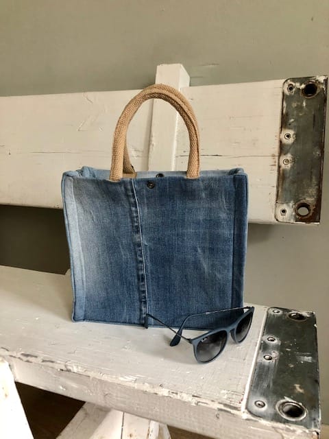 Handtas bekleed met blue denim (Ibizastyle) - Afbeelding 2