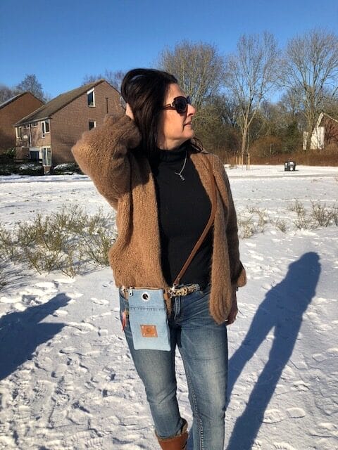 Cross-over festivaltasje Ibiza-style van blue denim - Afbeelding 4