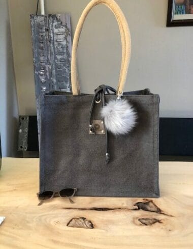 Duurzame shopper bekleed met donkergrijze leatherlook