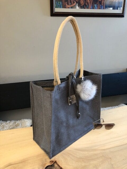 Duurzame shopper bekleed met donkergrijze leatherlook - Afbeelding 5