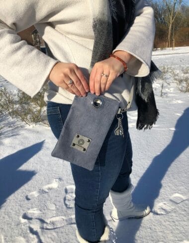 Cross-over festivaltasje van jeansblauwe leatherlook