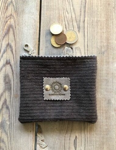 portemonneetje met ritsje van stoere grijze ribcord