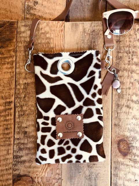 Cross-over festivaltasje van bontachtige beige giraffeprint - Afbeelding 3