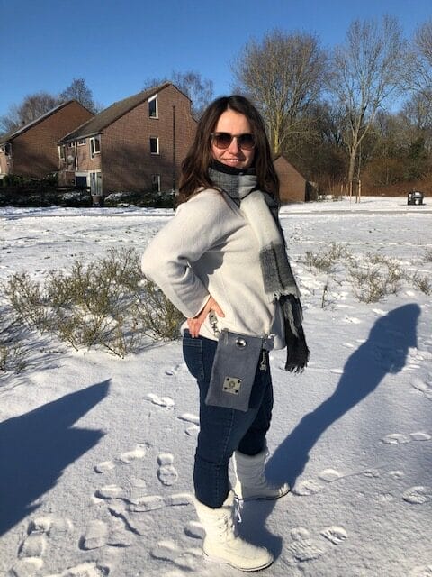 Cross-over festivaltasje van jeansblauwe leatherlook - Afbeelding 3