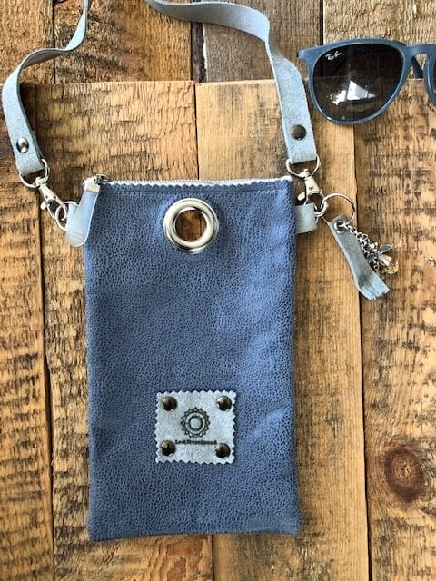 Cross-over festivaltasje van jeansblauwe leatherlook - Afbeelding 2