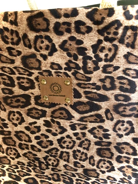 Duurzame shopper bekleed met bruine suedine panterprint - Afbeelding 4