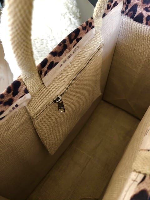 Duurzame shopper bekleed met bruine suedine panterprint - Afbeelding 3