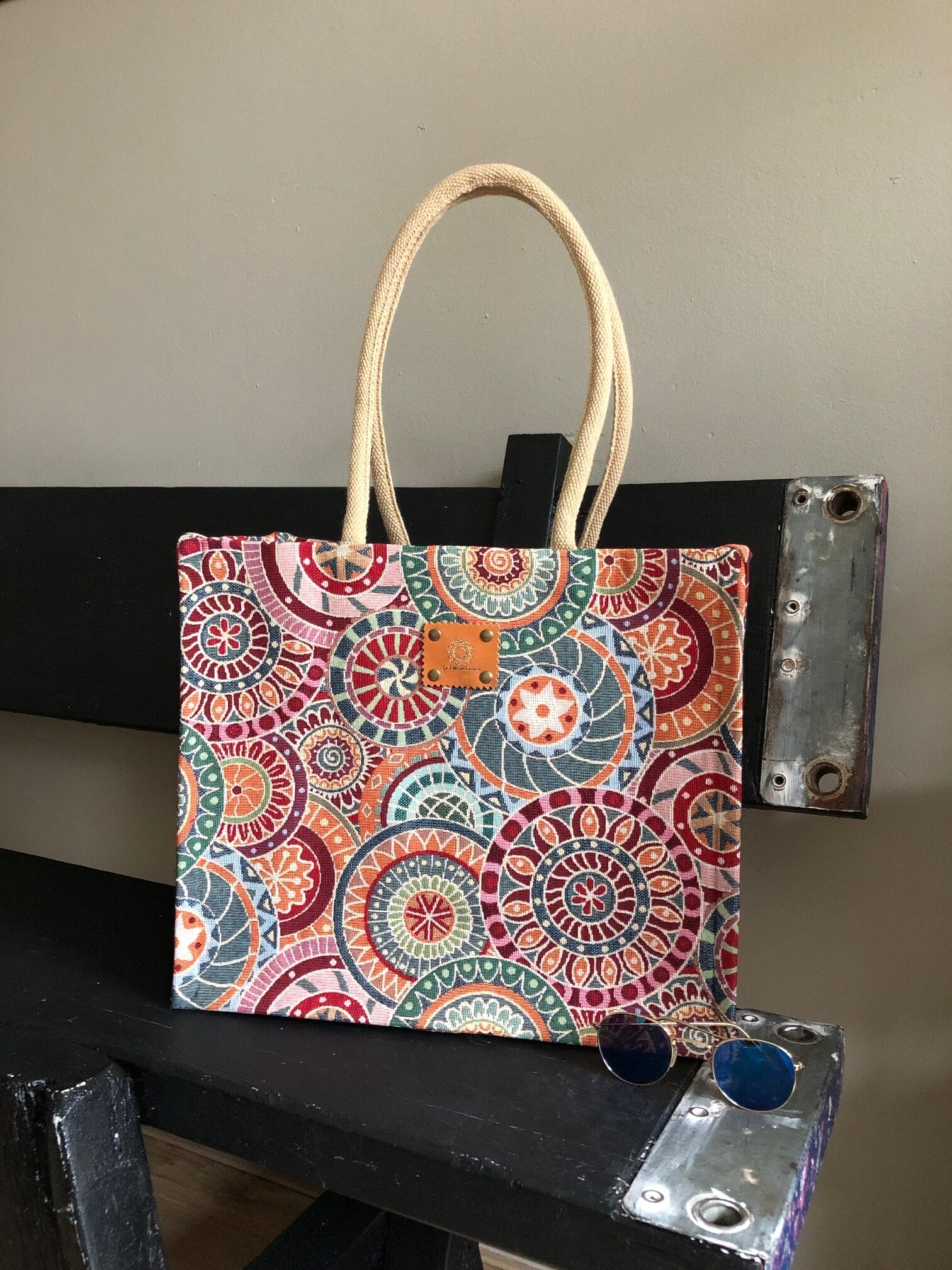 Duurzame shopper bekleed met gobelin in retro look - Afbeelding 5