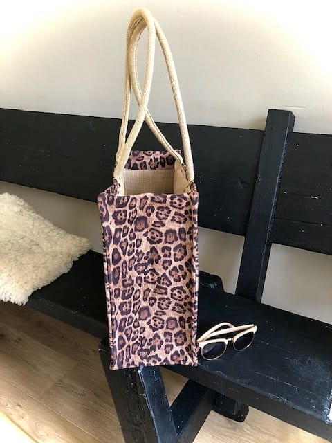 Duurzame shopper bekleed met bruine suedine panterprint - Afbeelding 2