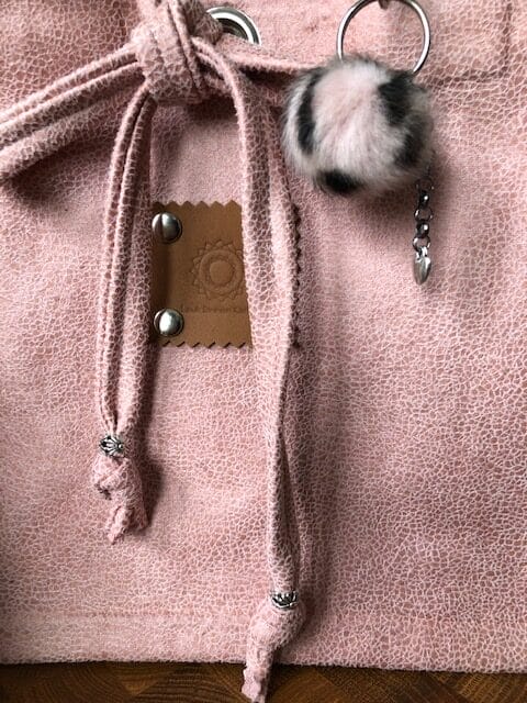 Kleine jute tas bekleed met poederroze leatherlook - Afbeelding 3