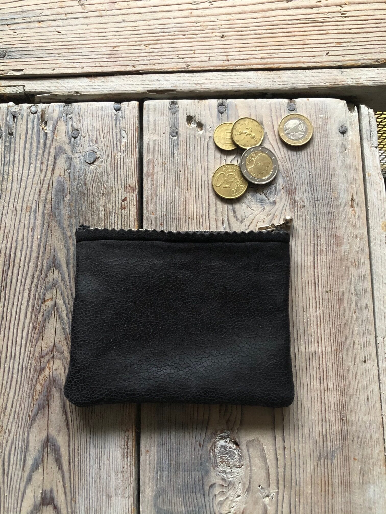 Portemonneetje met ritsje van zwarte leatherlook - Afbeelding 2