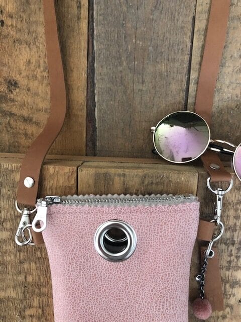 Cross-over festivaltasje van poederroze leatherlook - Afbeelding 2