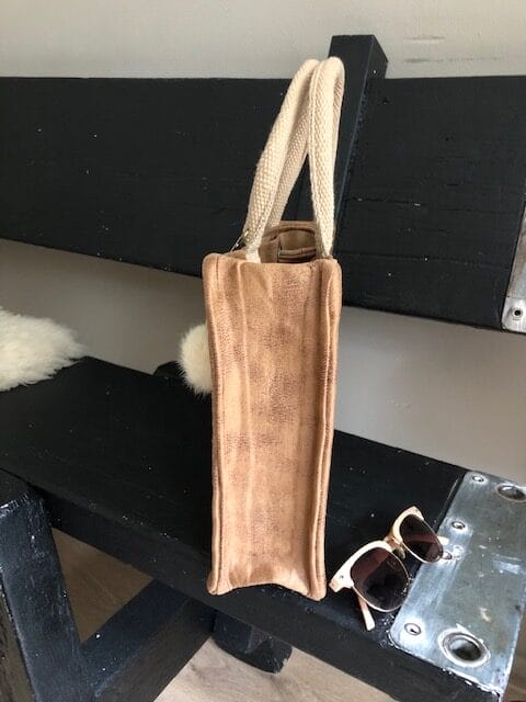 Handtas bekleed met camelkleurige leatherlook - Afbeelding 2