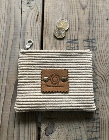 Portemonneetje met ritsje van stoere ecru ribcord