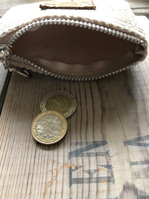 Portemonneetje met ritsje van stoere ecru ribcord - Afbeelding 2