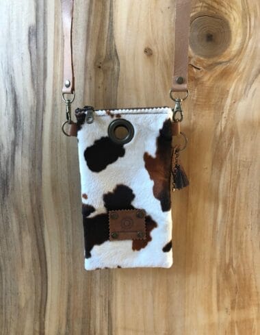 Cross-over festivaltasje van bontachtige bruine koeienprint