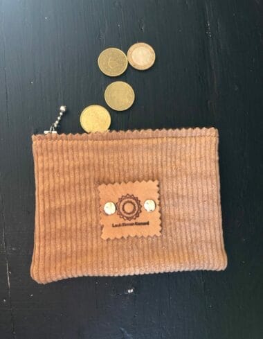 Portemonneetje met ritsje van stoere camel ribcord