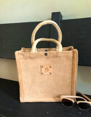 Handtas bekleed met mooie camelkleurige ribcord