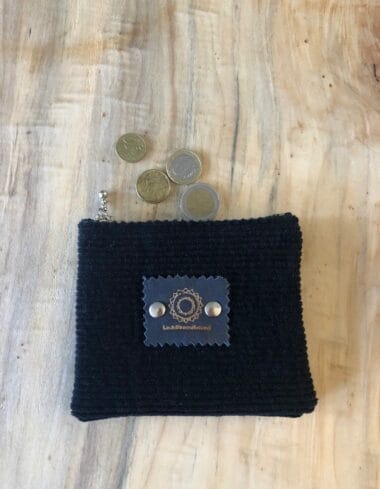 Portemonneetje met ritsje van stoere zwarte ribcord