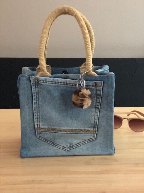 Kleine jute tas bekleed met blue denim (Ibizastyle)
