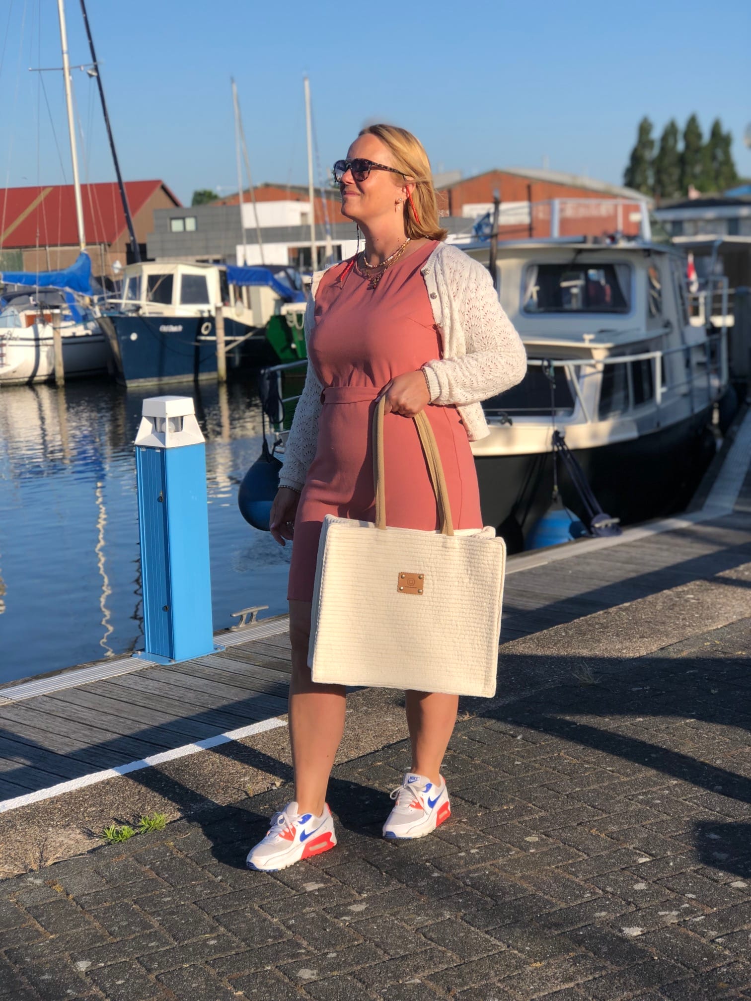 Duurzame jute shopper bekleed met ivoorkleurige cropped ribcord - Afbeelding 5