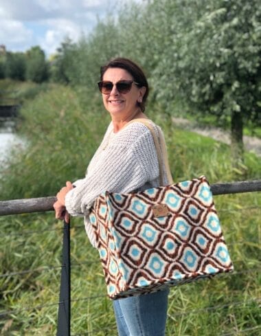 Duurzame jute shopper bekleed met Retro Wooly